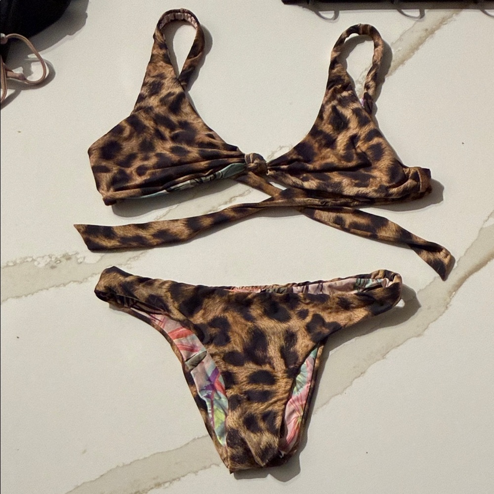 Reversible Leopard Print Bikini Set - image 1